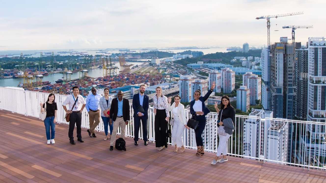 Group photo at Pinnacle@Duxton rooftop