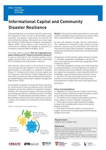 Informational Capital and Community Disaster Resilience